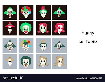 Assembly of flat icons on theme funny clowns vector image