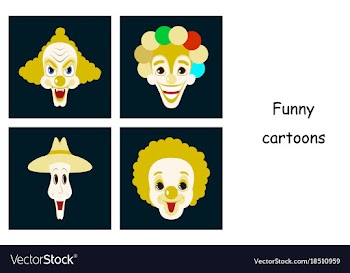 Assembly of flat icons on theme funny clowns vector image