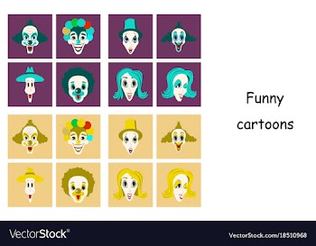 Assembly of flat icons on theme funny clowns vector image