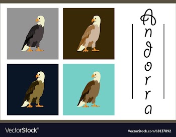 Assembly of flat icons on theme of andorra eagle vector image