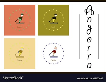 Assembly of flat icons on theme of andorra vector image