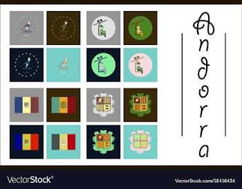 Assembly of flat icons on theme of andorra vector image