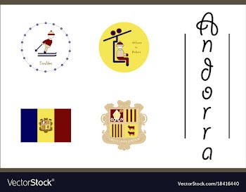 Assembly of flat icons on theme of andorra vector image