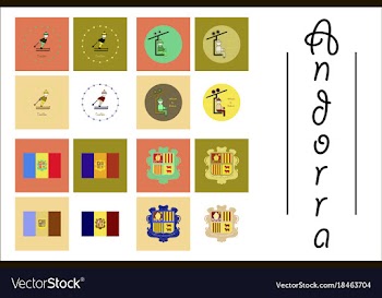 Assembly of flat icons on theme of andorra vector image