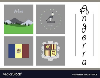 Assembly of flat icons on theme of andorra vector image