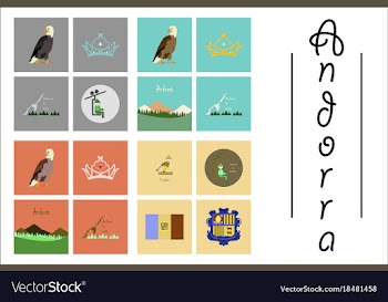 Assembly of flat icons on theme of andorra vector image