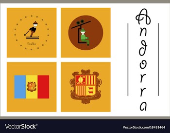 Assembly of flat icons on theme of andorra vector image