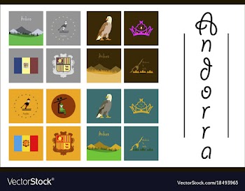 Assembly of flat icons on theme of andorra vector image