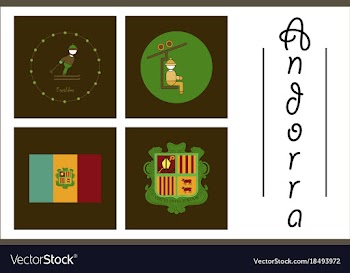 Assembly of flat icons on theme of andorra vector image