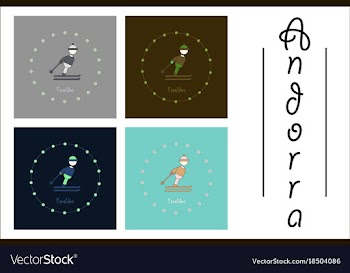 Assembly of flat icons on theme of andorra vector image
