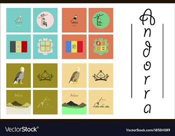 Assembly of flat icons on theme of andorra vector image