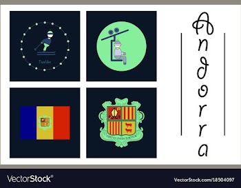 Assembly of flat icons on theme of andorra vector image