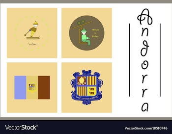 Assembly of flat icons on theme of andorra vector image