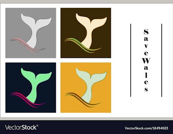 Assembly of flat icons on theme save whales tail vector image