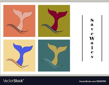 Assembly of flat icons on theme save whales tail vector image