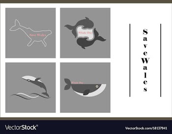 Assembly of flat icons on theme save whales vector image