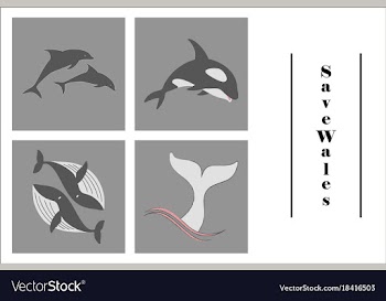 Assembly of flat icons on theme save whales vector image
