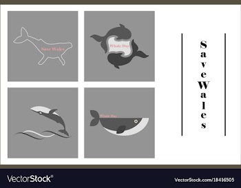 Assembly of flat icons on theme save whales vector image