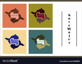 Assembly of flat icons on theme save whales vector image