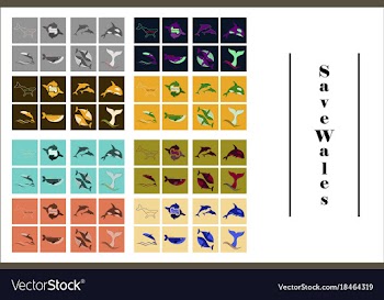 Assembly of flat icons on theme save whales vector image