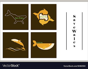 Assembly of flat icons on theme save whales vector image