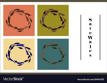 Assembly of flat icons on theme save whales vector image