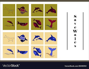 Assembly of flat icons on theme save whales vector image
