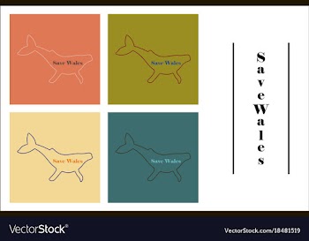 Assembly of flat icons on theme save whales vector image