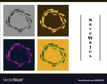 Assembly of flat icons on theme save whales vector image