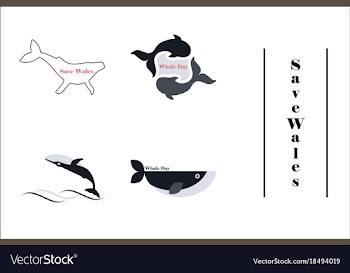 Assembly of flat icons on theme save whales vector image