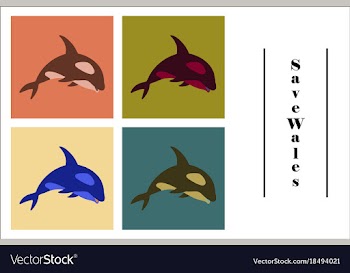 Assembly of flat icons on theme save whales vector image