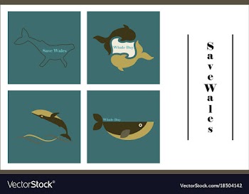 Assembly of flat icons on theme save whales vector image