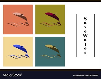 Assembly of flat icons on theme save whales vector image
