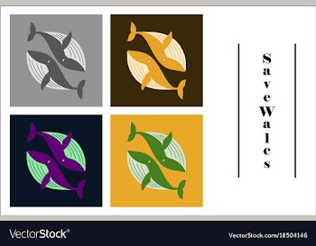Assembly of flat icons on theme save whales vector image