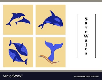 Assembly of flat icons on theme save whales vector image