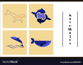 Assembly of flat icons on theme save whales vector image