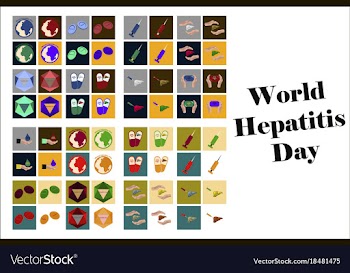 Assembly of flat icons on theme world hepatitis vector image