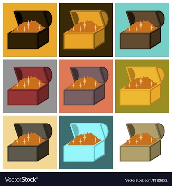 Assembly of flat icons treasure chest vector image