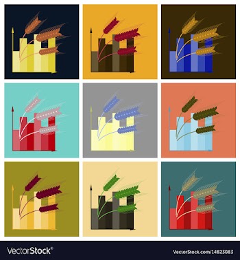 Assembly of flat icons wheat infographics vector image
