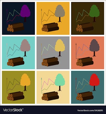 Assembly of flat icons wood infographics vector image