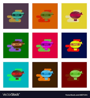 Assembly of flat shading style icon air balloon vector image