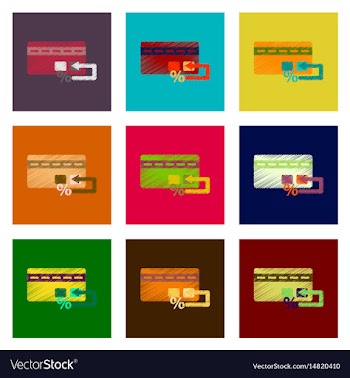 Assembly of flat shading style icon bank card vector image