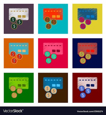 Assembly of flat shading style icon bank card vector image