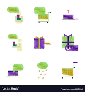 Assembly of flat shading style icon black friday vector image