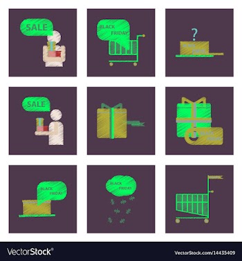 Assembly of flat shading style icon black friday vector image