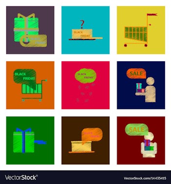 Assembly of flat shading style icon black friday vector image
