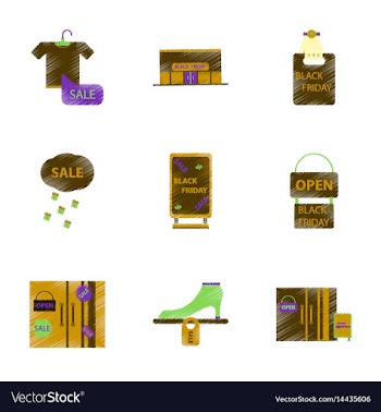 Assembly of flat shading style icon black friday vector image