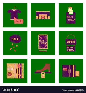 Assembly of flat shading style icon black friday vector image