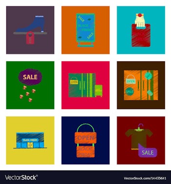Assembly of flat shading style icon black friday vector image