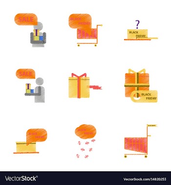 Assembly of flat shading style icon black friday vector image
